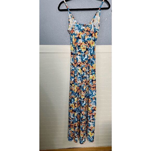 Guess Women’s Spaghetti Strap Surplice Neck Floral Maxi Dress Multicolor - Picture 3 of 12